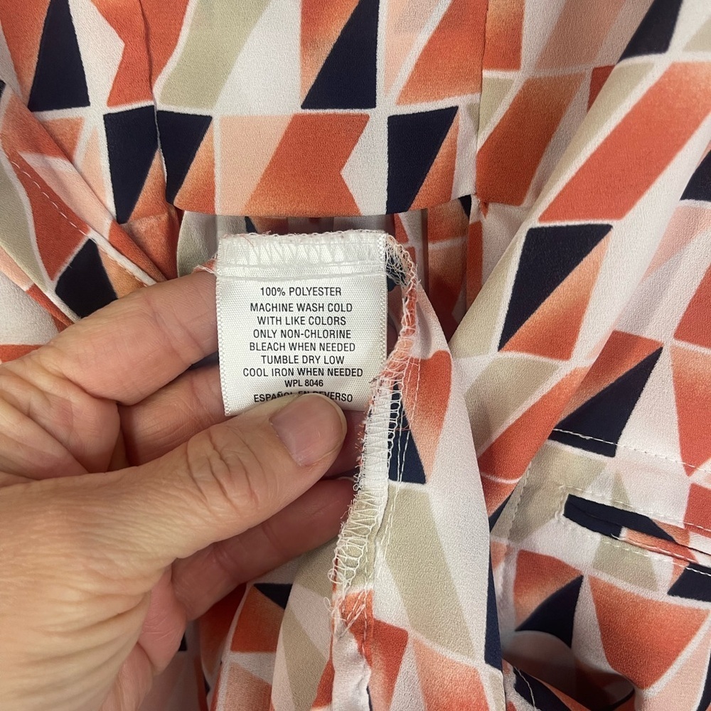 JM‎ Collection Geometric Print Blouse in Orange and Black - Picture 4 of 8